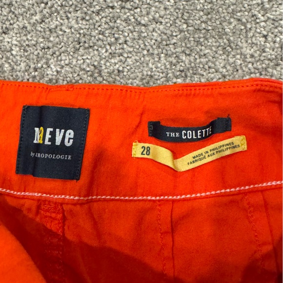 Anthropologie Maeve Colette High Rise Wide Crop Leg Pants Linen Orange size 28 - Picture 5 of 10